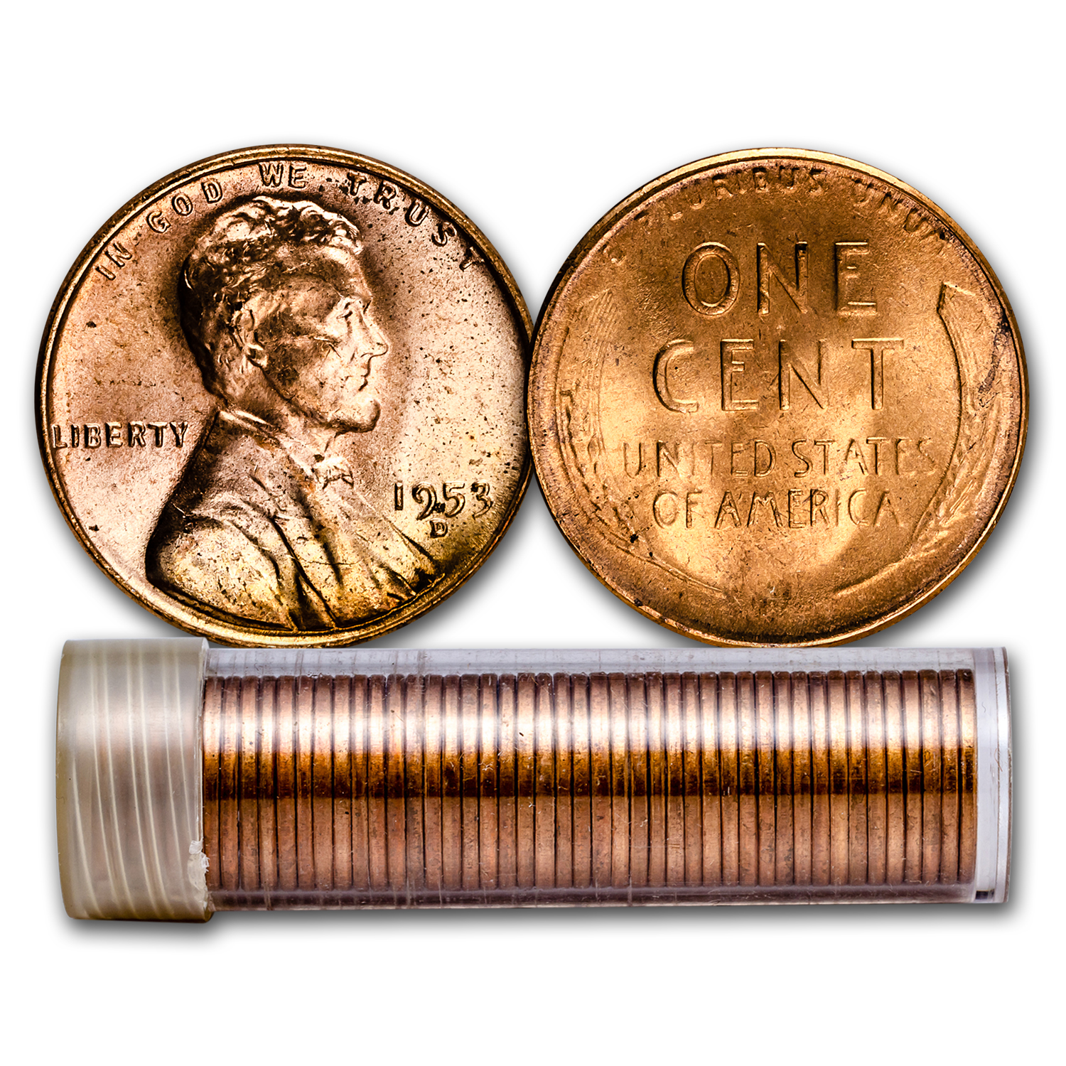 Buy 1953-D Lincoln Cent 50-Coin Roll BU