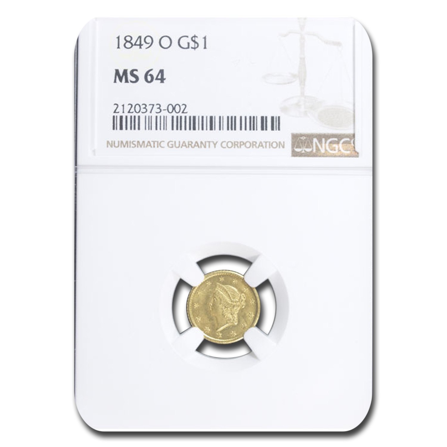 Buy 1849-O $1 Liberty Head Gold MS-64 NGC