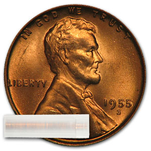 Buy 1955-S Lincoln Cent 50-Coin Roll BU