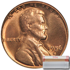 Buy 1956-D Lincoln Cent 50-Coin Roll BU