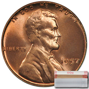 Buy 1957 Lincoln Cent 50-Coin Roll BU