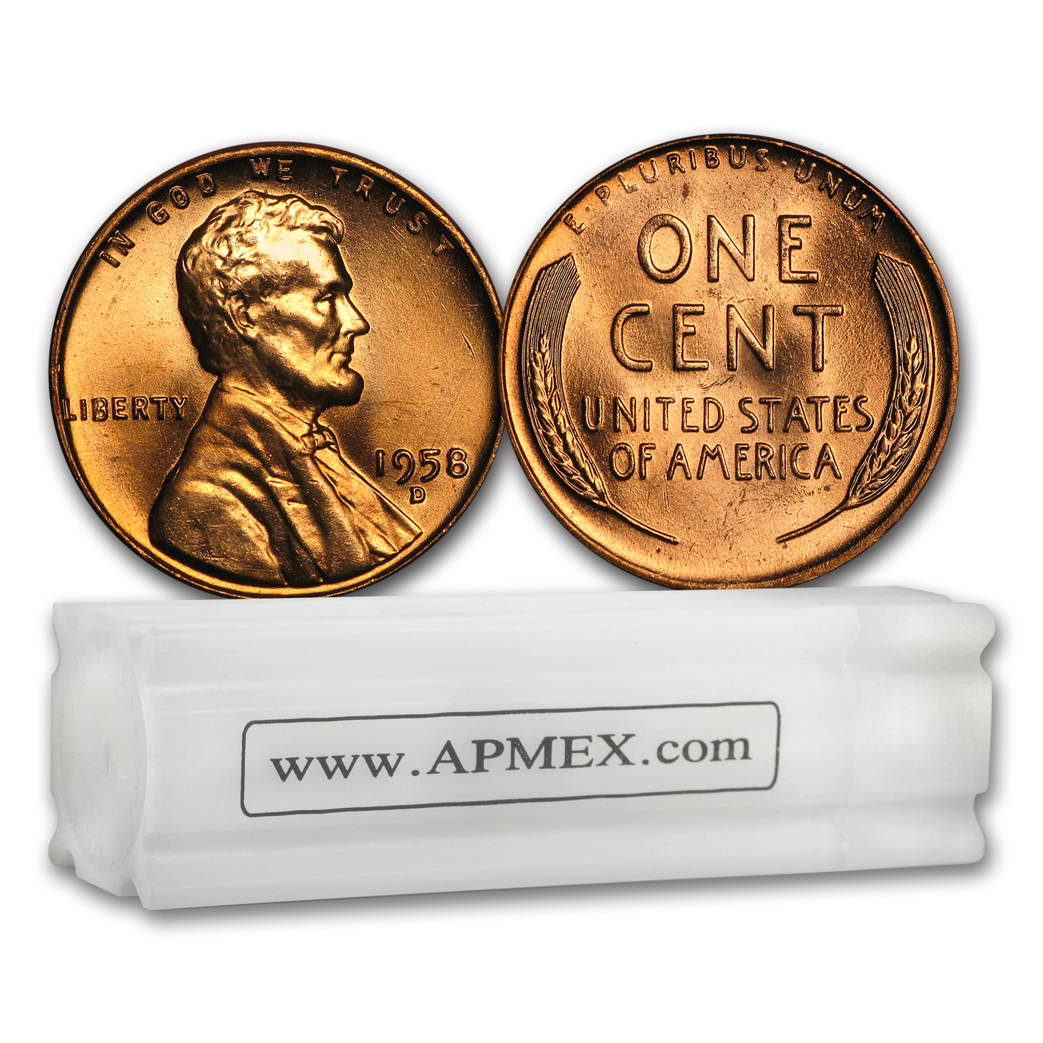 Buy 1958-D Lincoln Cent 50-Coin Roll BU