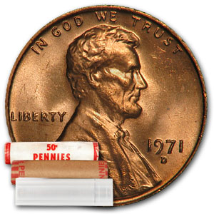 Buy 1971-D Lincoln Cent 50-Coin Roll BU