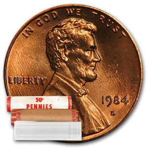 Buy 1984-D Lincoln Cent 50-Coin Roll BU