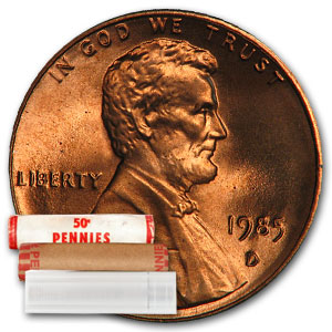 Buy 1985-D Lincoln Cent 50-Coin Roll BU