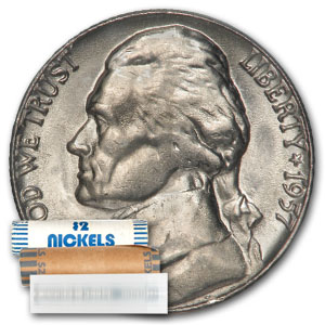 Buy 1957 Jefferson Nickel 40-Coin Roll BU
