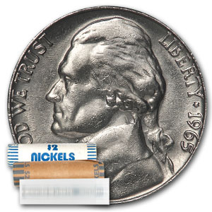 Buy 1965 Jefferson Nickel 40-Coin Roll BU - Click Image to Close