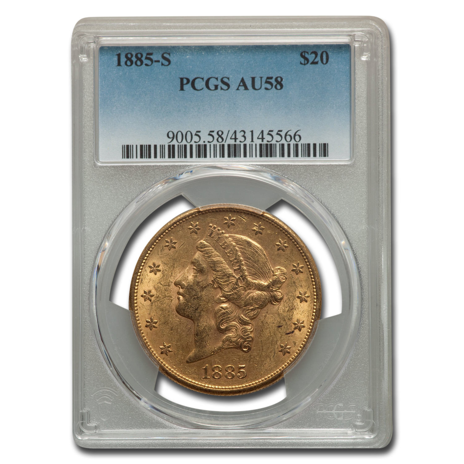 Buy 1885-S $20 Liberty Gold Double Eagle AU-58 PCGS
