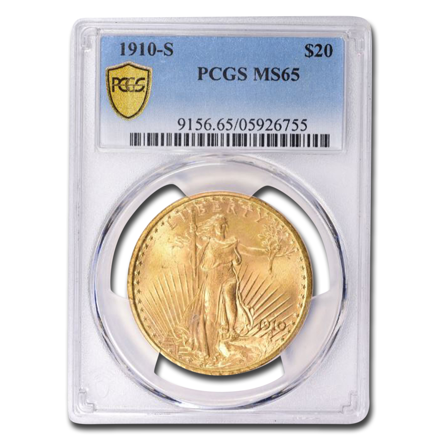 Buy 1910-S $20 Saint-Gaudens Gold Double Eagle MS-65 PCGS