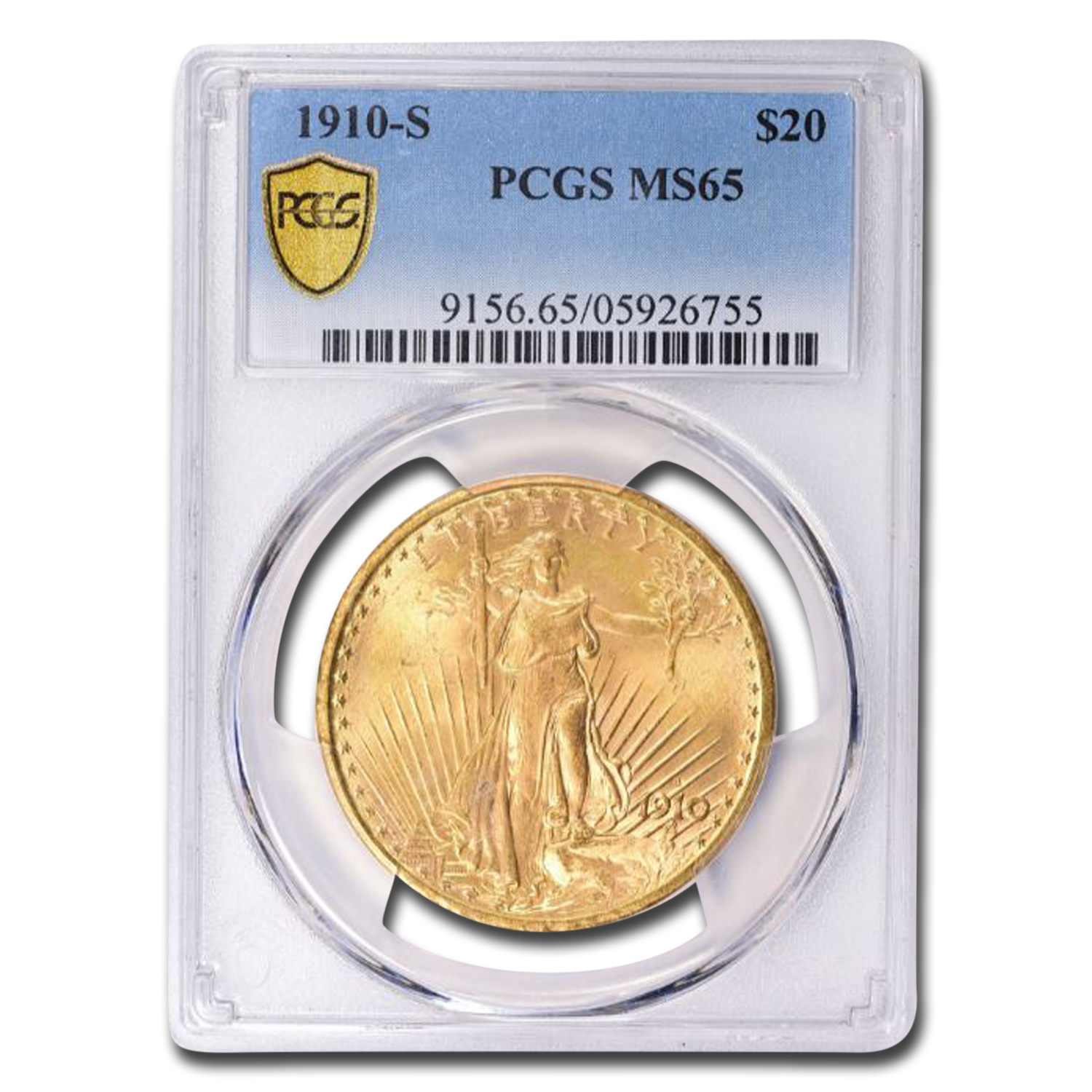 Buy 1910-S $20 Saint-Gaudens Gold Double Eagle MS-65 PCGS