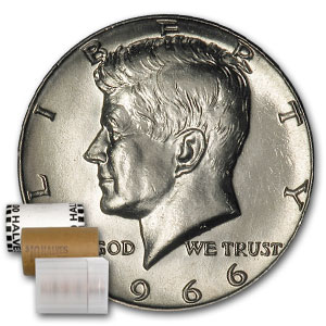Buy 1966 Kennedy Half Dollar 20-Coin Roll BU