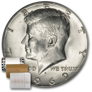 Buy 1969-D Kennedy Half Dollar 20-Coin Roll BU