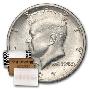 Buy 1971-D Kennedy Half Dollar 20-Coin Roll BU - Click Image to Close