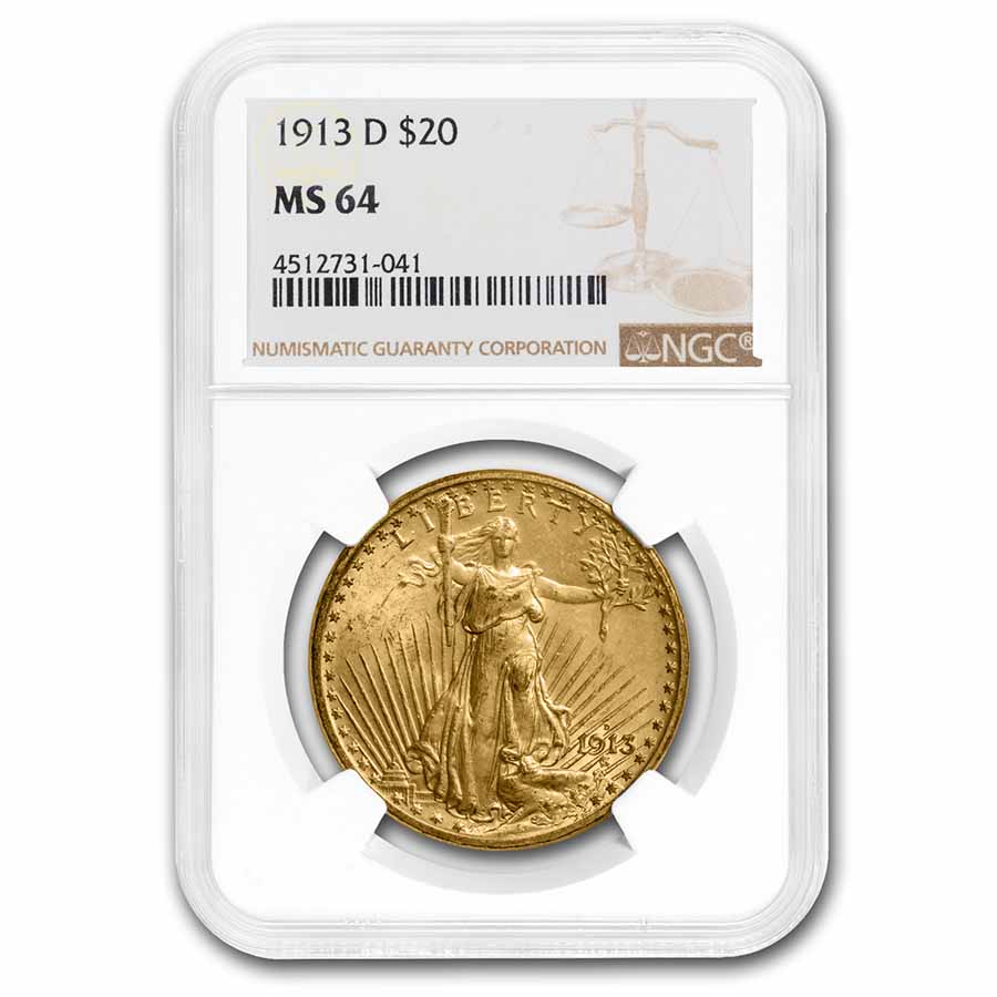 Buy MS-64 NGC 1913-D $20 Saint-Gaudens Gold Double Eagle