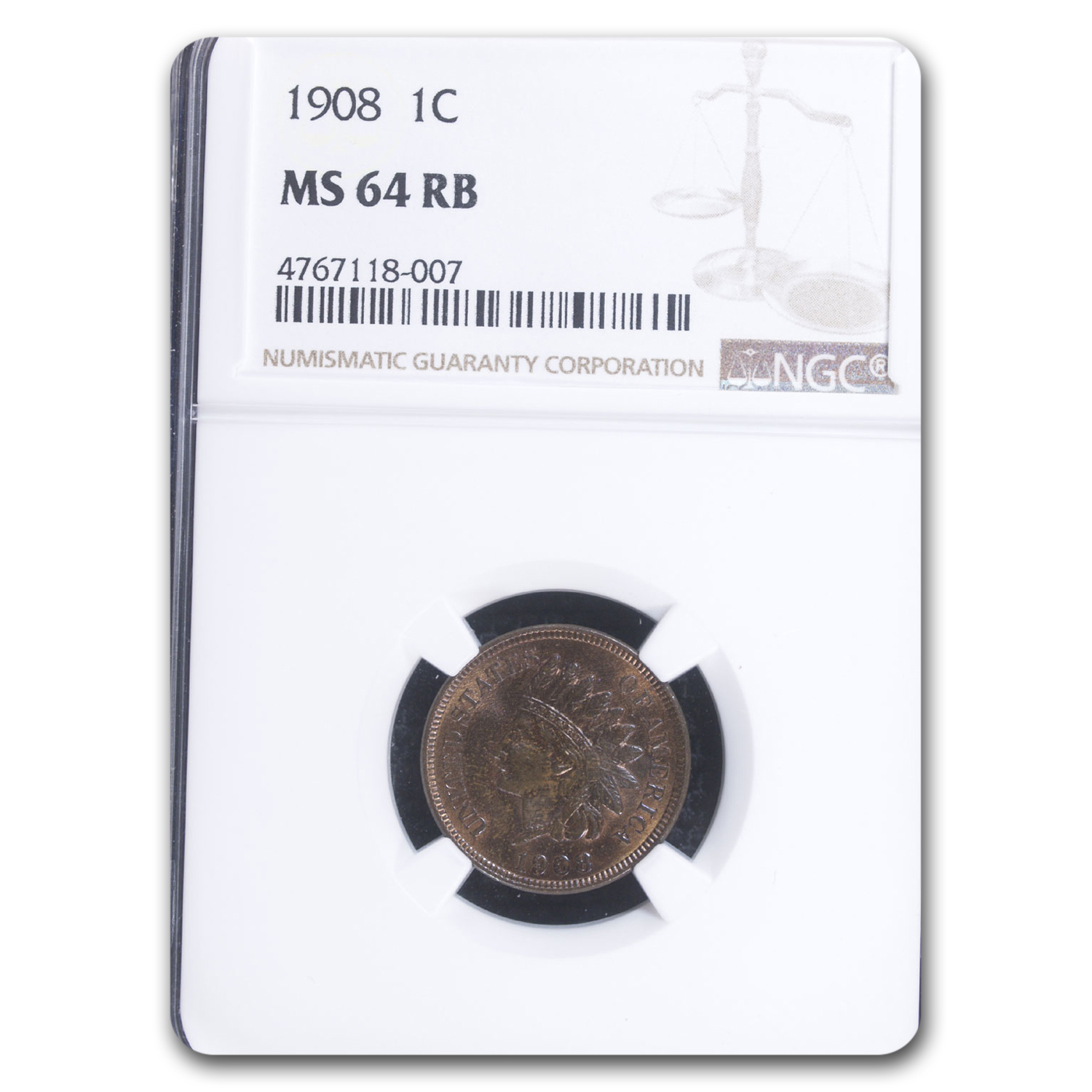 Buy 1908 Indian Head Cent MS-64 NGC (Red/Brown)