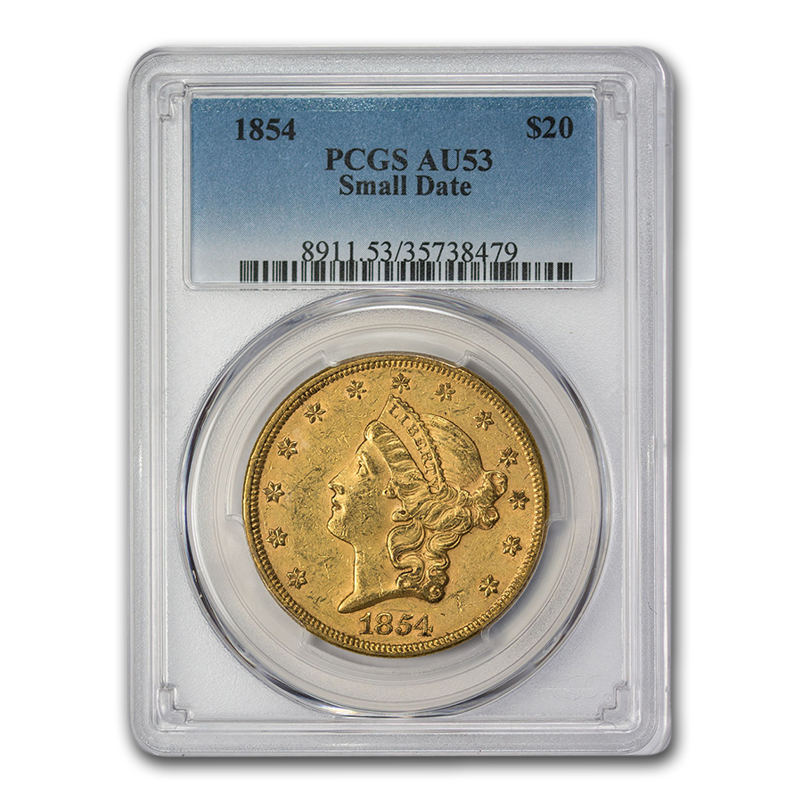 Buy 1854 $20 Liberty Gold Double Eagle AU-53 PCGS (Small Date)