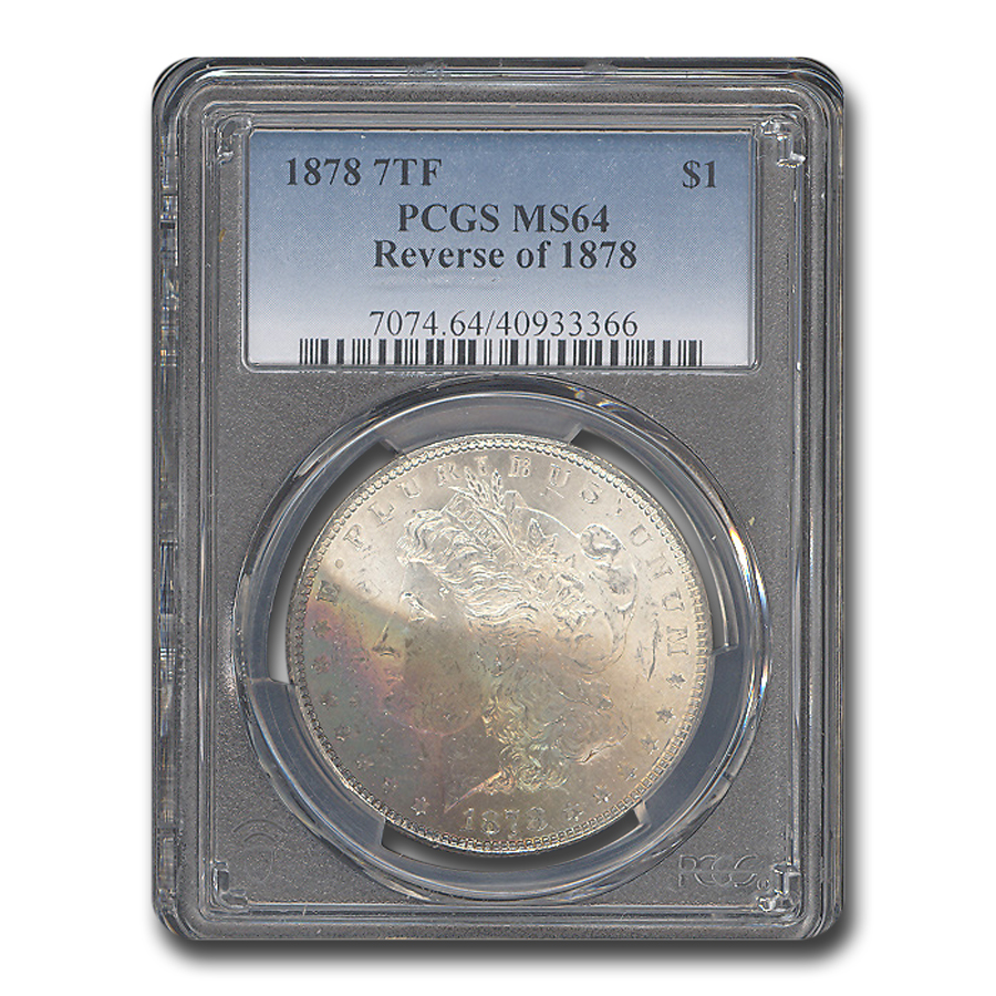 Buy 1878 Morgan Dollar 7 TF Rev of 78 MS-64 PCGS (Toned Obverse)
