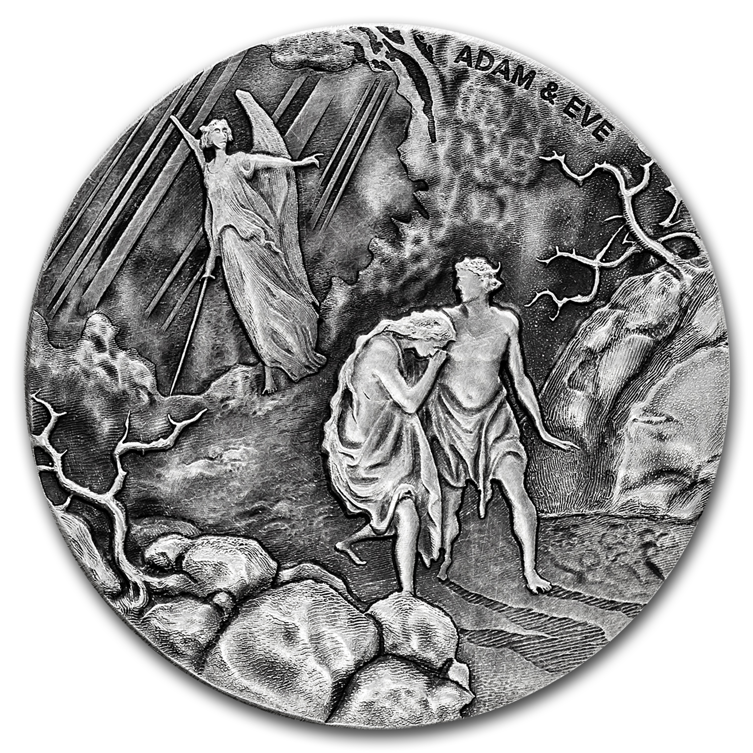 Buy 2016 2 oz Silver Coin - Biblical Series (Adam and Eve) - Click Image to Close