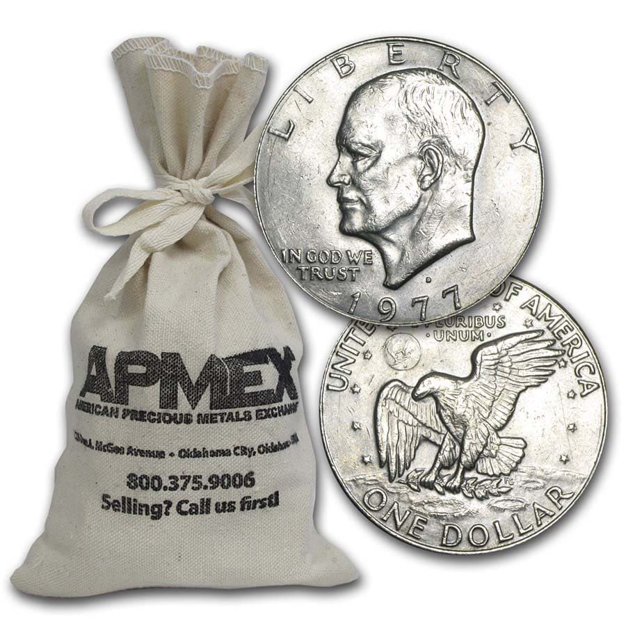 Buy 1971-1978 Clad Eisenhower Dollars $100 Face Value Bags XF-AU