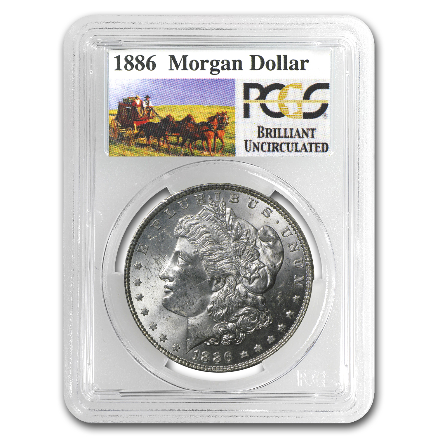 Buy 1886 Stage Coach Morgan Dollar BU PCGS