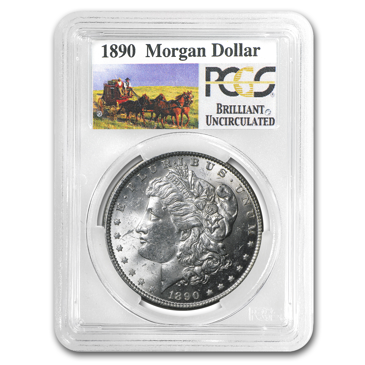 Buy 1890 Stage Coach Morgan Dollar BU PCGS