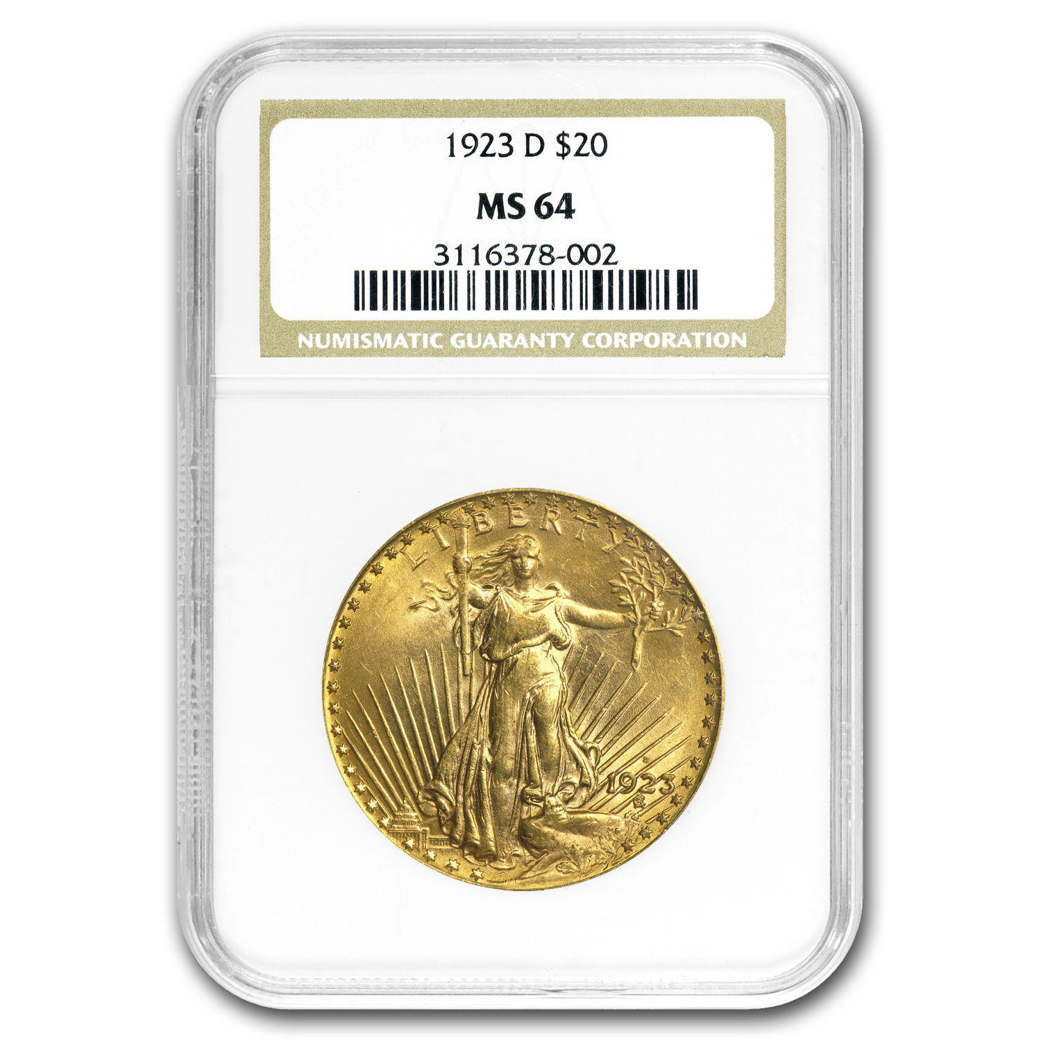 Buy 1923-D $20 Saint-Gaudens Gold Double Eagle MS-64 NGC