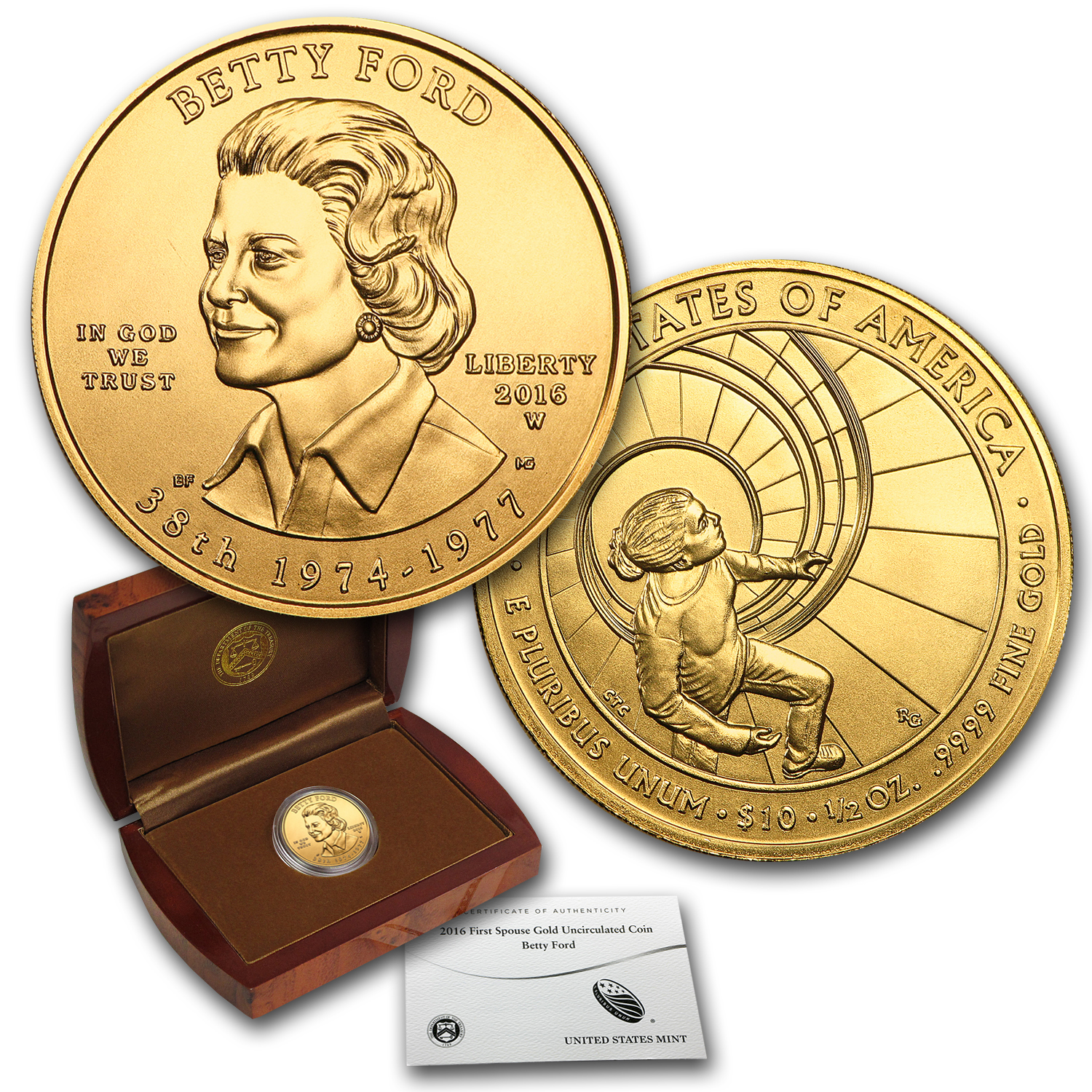 Buy 2016-W 1/2 oz Gold Betty Ford BU (w/Box & COA)