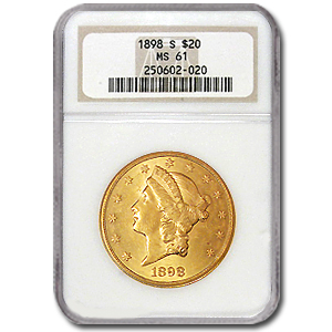 Buy $20 Liberty Gold Double Eagle MS-61 NGC (1800s S-Mint)
