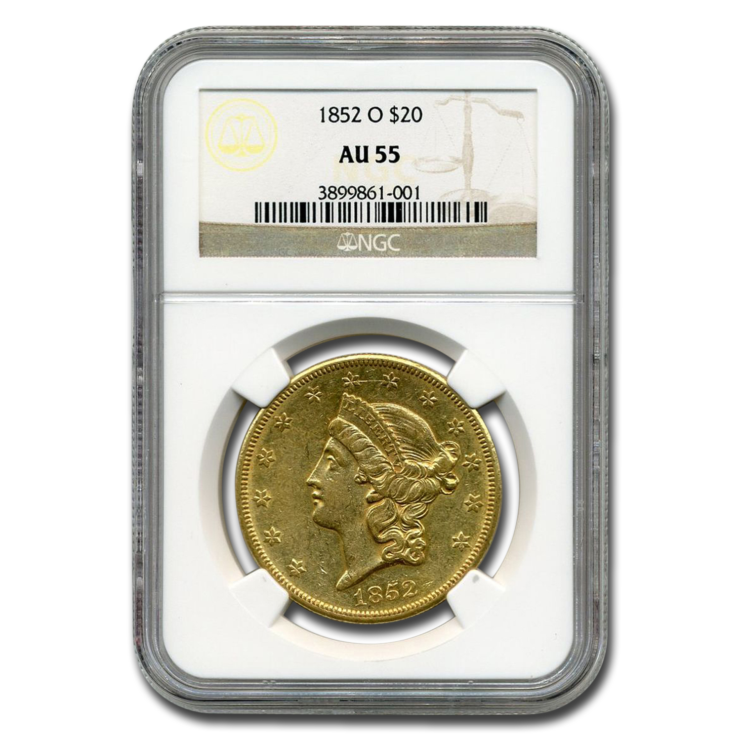Buy 1852-O $20 Liberty Gold Double Eagle AU-55 NGC