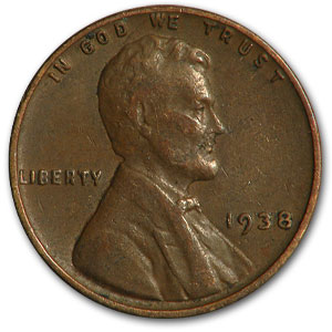 Buy 1938 Lincoln Cent Fine+