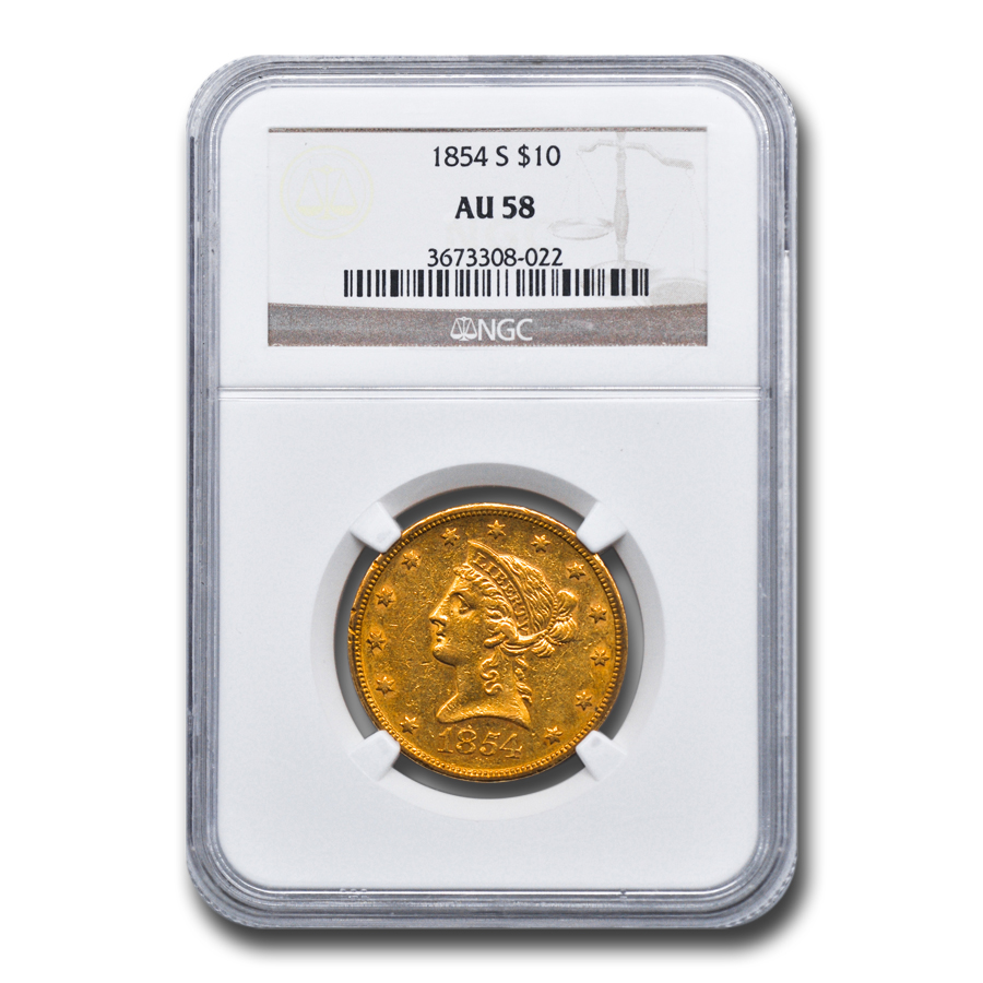 Buy 1854-S $10 Liberty Gold Eagle AU-58 NGC
