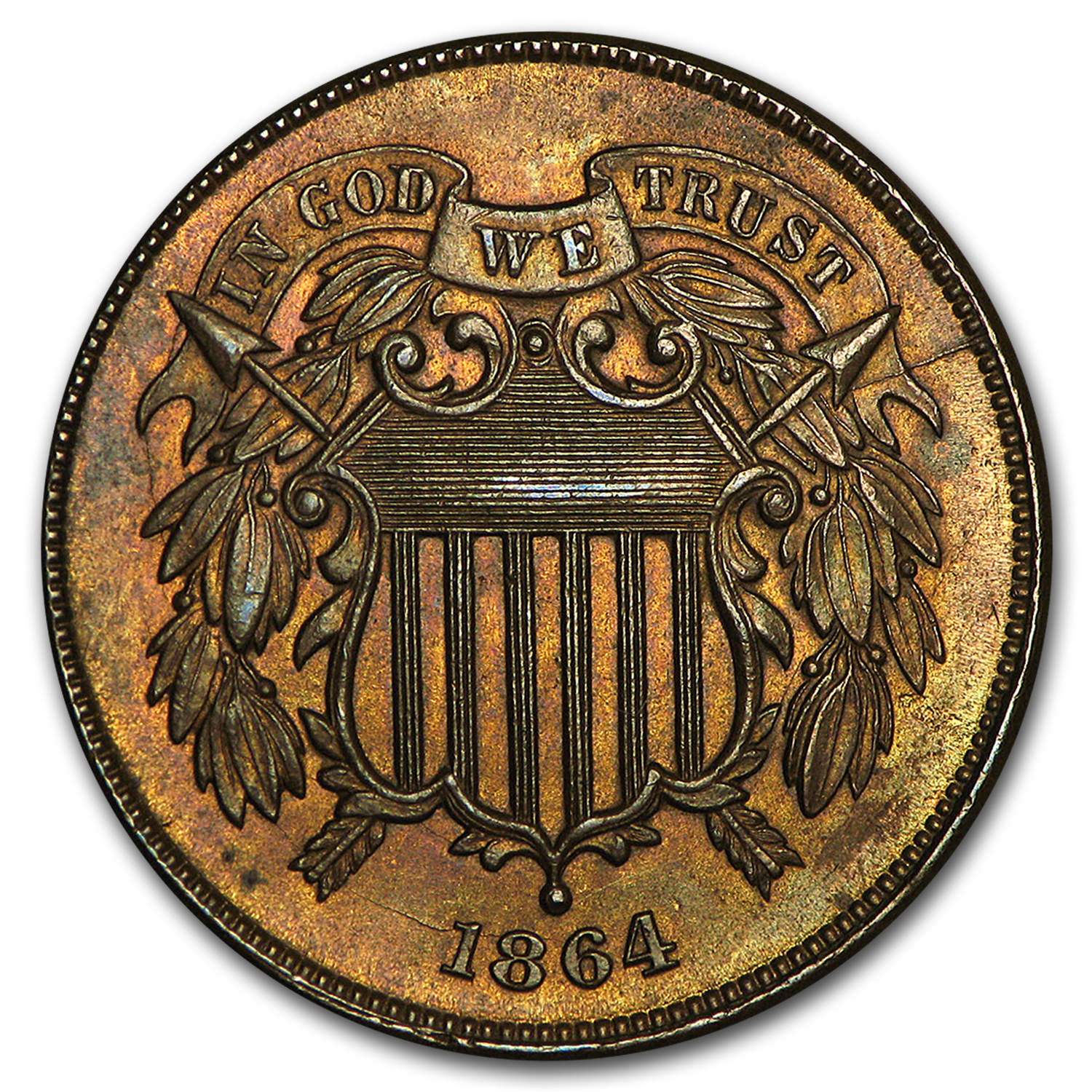 Buy 1864 Two Cent Piece Large Motto BU (Brown) - Click Image to Close