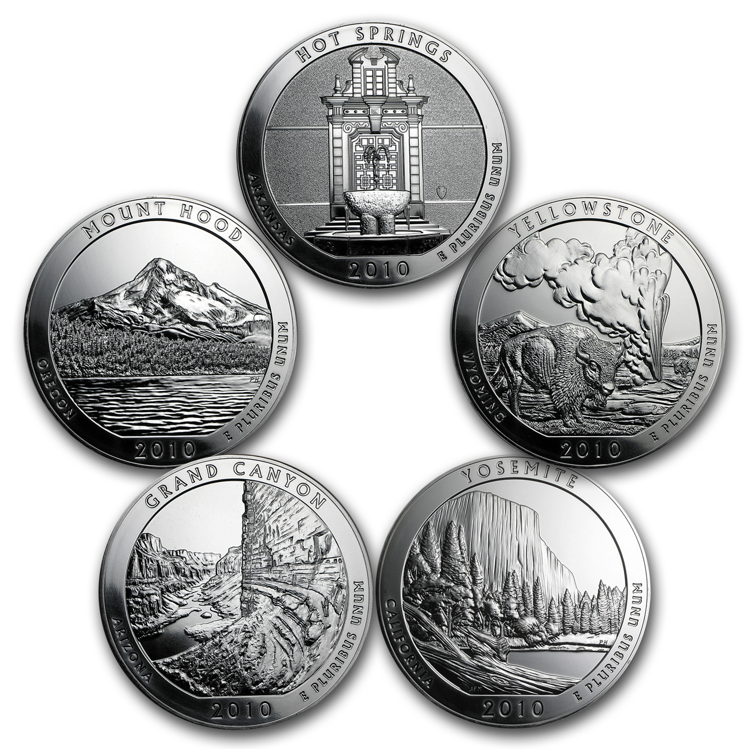 Buy 2010 5-Coin 5 oz Silver ATB Set (America the Beautiful) - Click Image to Close