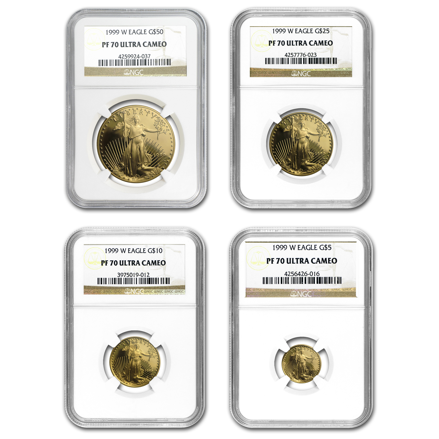 Buy 1999-W 4-Coin Proof American Gold Eagle Set PF-70 UCAM NGC