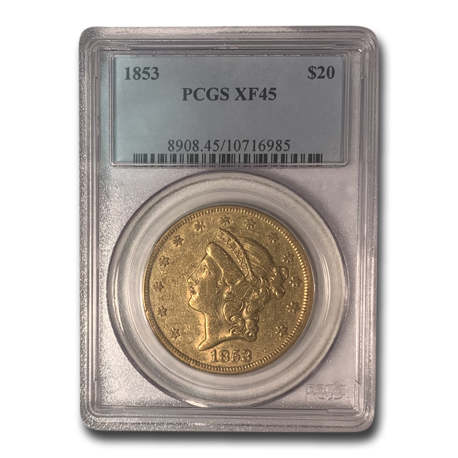 Buy 1853 $20 Liberty Gold Double Eagle XF-45 PCGS - Click Image to Close