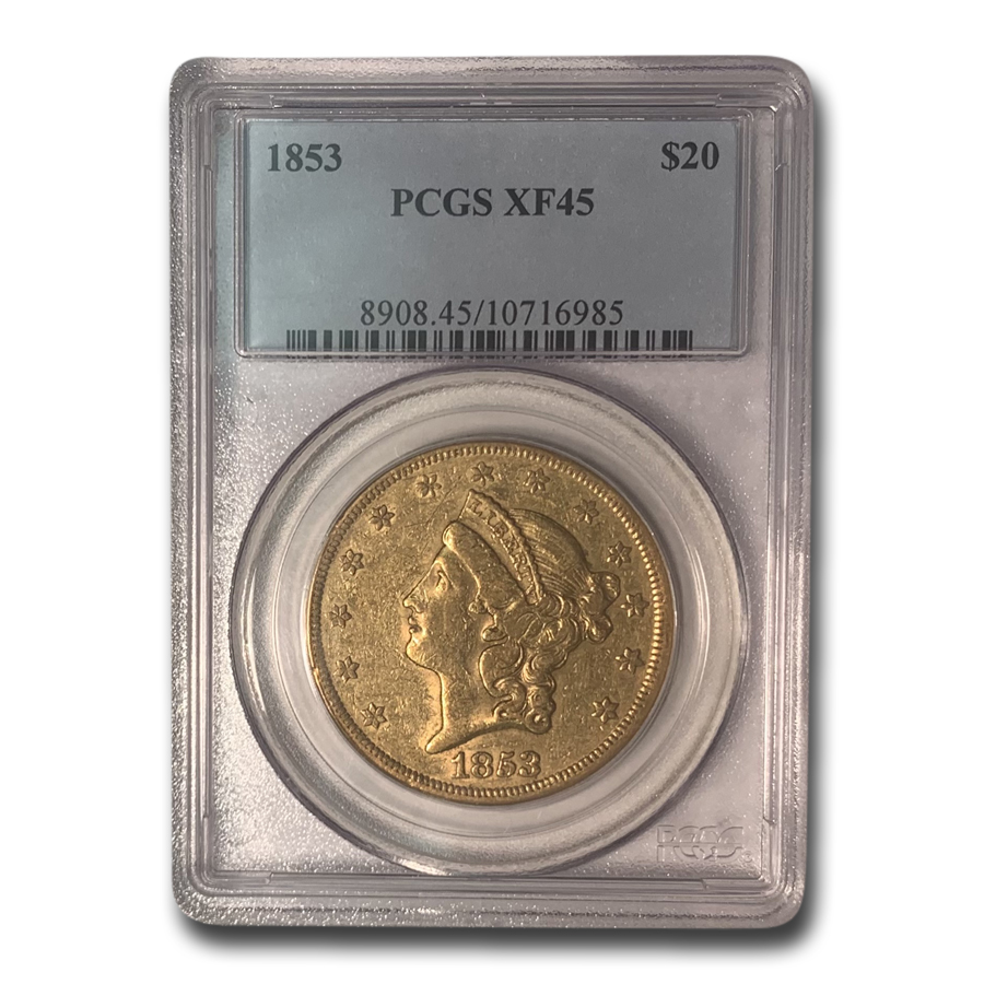 Buy 1853 $20 Liberty Gold Double Eagle XF-45 PCGS