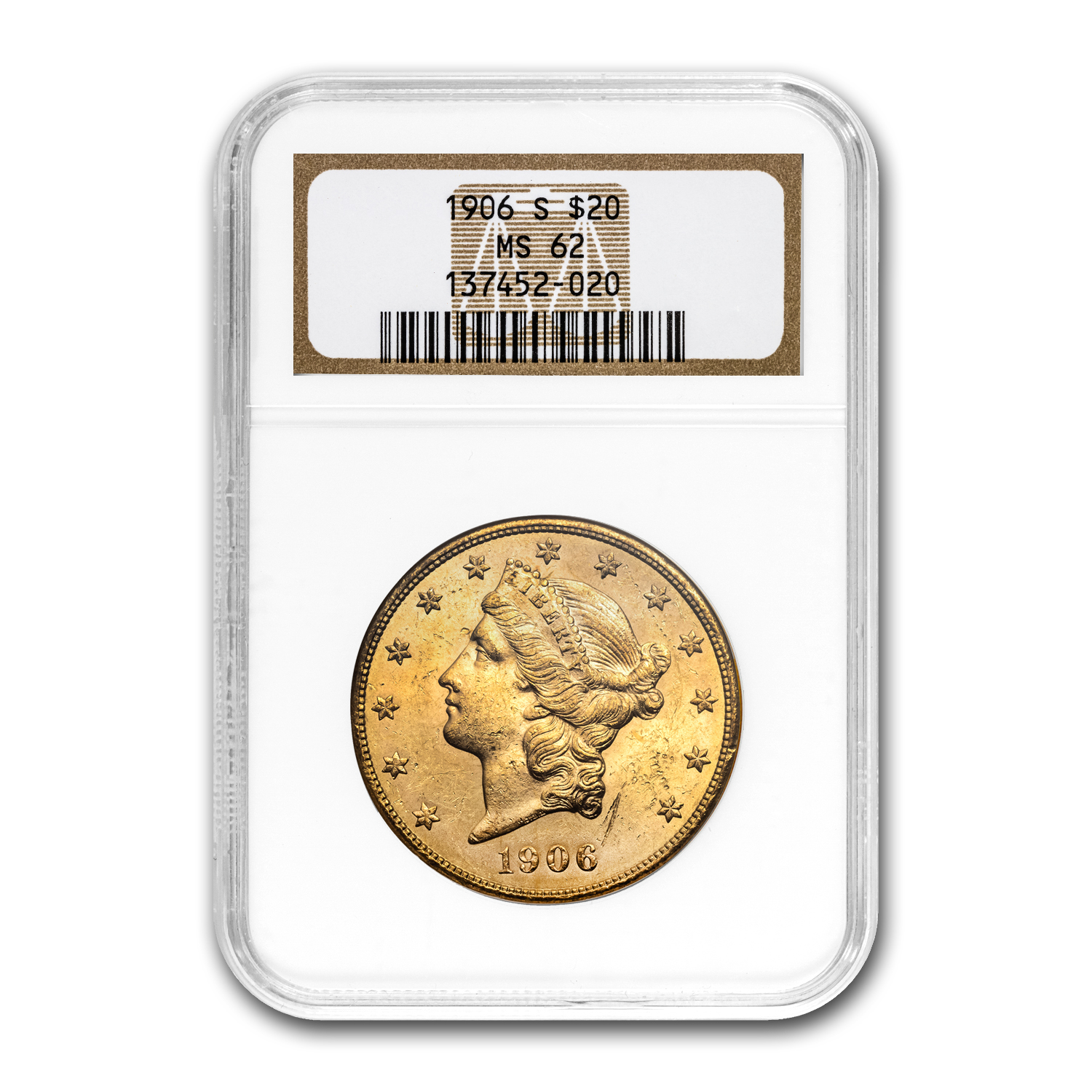 Buy 1906-S $20 Liberty Gold Double Eagle MS-62 NGC - Click Image to Close